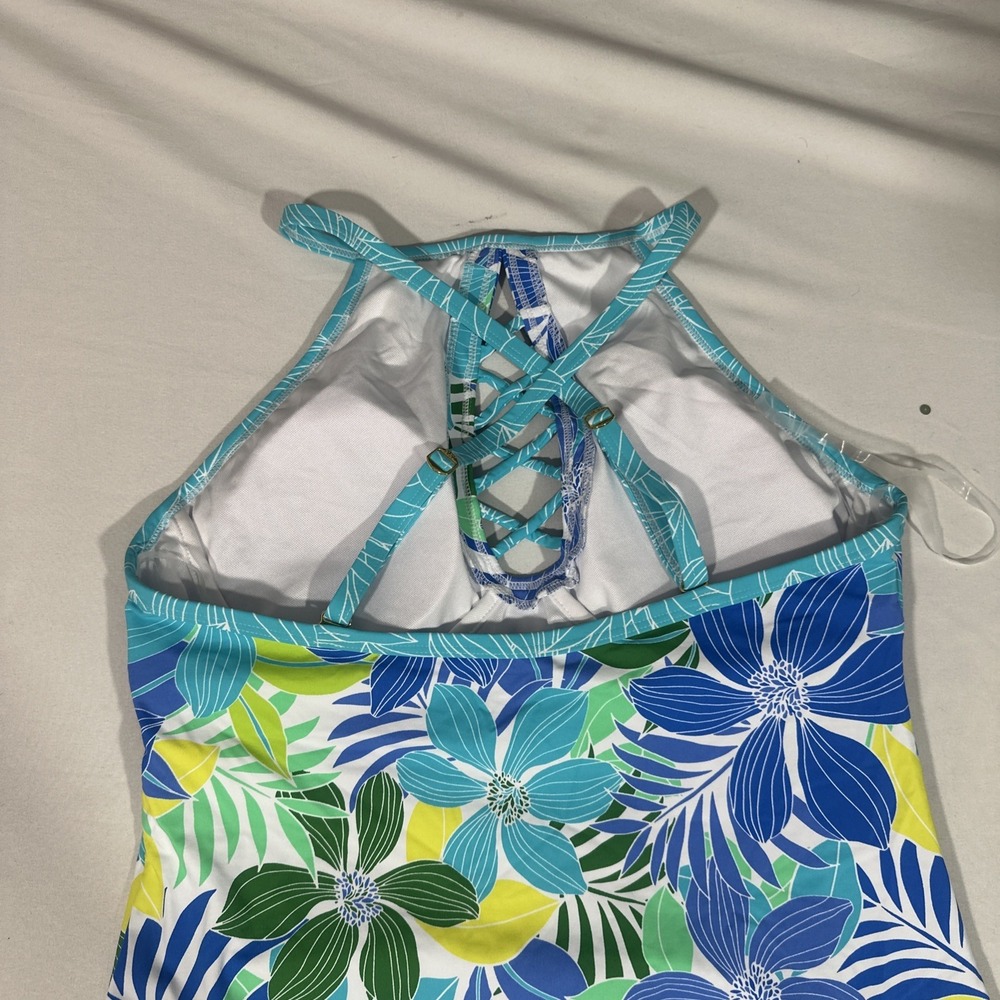 NWT $91 Bleu by Rod Beattie [ 6 ] Sea Quest Floral Cross-Strap Tankini Top 7141 - Picture 7 of 10
